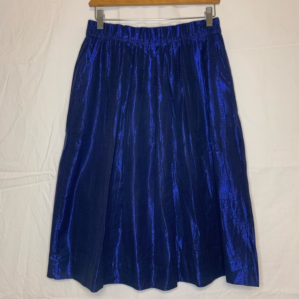 J Crew full skirt in metallic blue with pockets